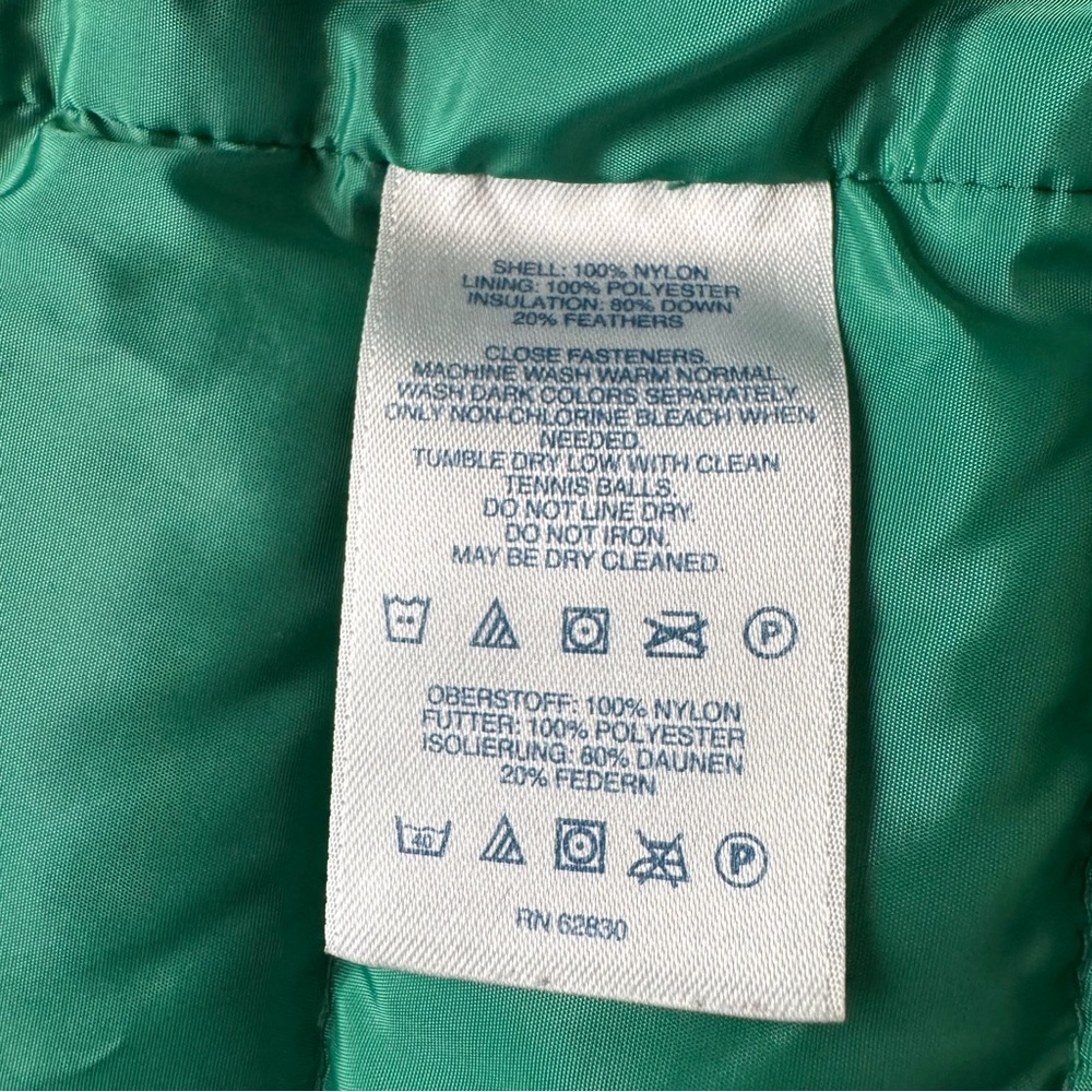 Lands' End Down Puffer Vest Snap Button Emerald Green Size Small - Picture 4 of 13